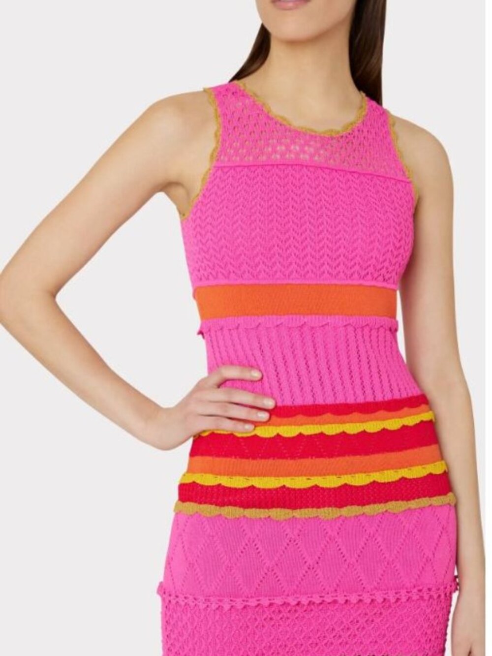 Milly Mixed Pointelle Midi Dress NWT Size Large